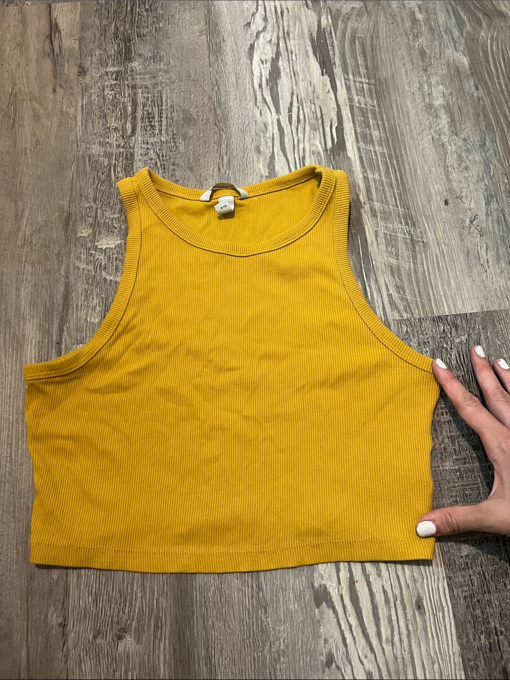 Women's Ribbed Cropped Tank Top - Mustard Yellow H&M